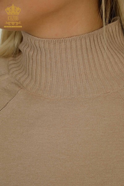 Großhandel Damen-Strickpullover Basic Beige - 30757 | KAZEE - 3