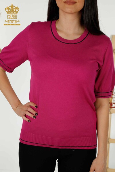 Großhandel für Damen-Strickpullover - Basic - Fuchsia – 30110 | KAZEE - 2