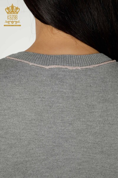 Großhandel Damen-Strickpullover Basic Grau - 30110 | KAZEE - 8