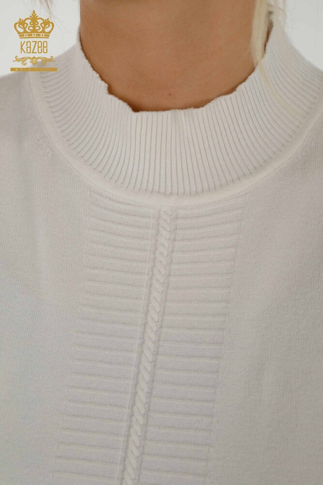 Großhandel für Damen Strickpullover - Basic - Kurzarm - Ecru - 30334 | KAZEE - 3