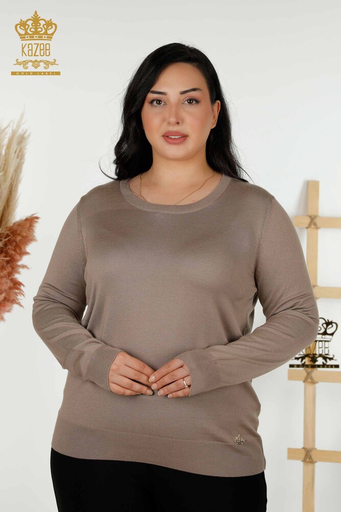 Großhandel Damen-Strickpullover Basic Logo Mink - 30213 | KAZEE - 1