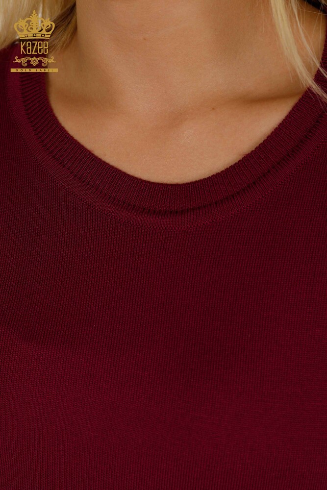 Großhandel Damen-Strickpullover - Basic - Mit Logo - Lila - 11052 | KAZEE - 3