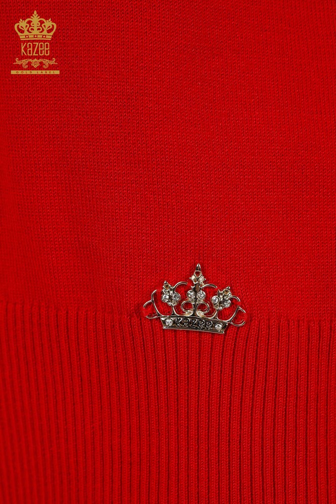 Großhandel Damen-Strickpullover - Basic - Mit Logo - Rot - 30254 | KAZEE - 5