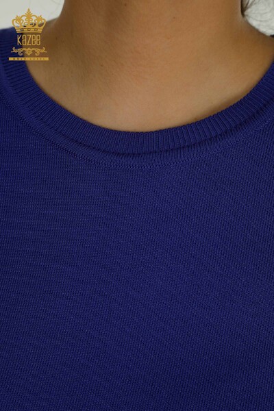 Großhandel Damen-Strickpullover - Basic - Mit Logo - Violett - 11052 | KAZEE - 3