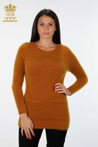 Kazee - Großhandel Damen-Strickpullover mit langen Ärmeln aus Angora-Haarstrick - 18473 | KAZEE