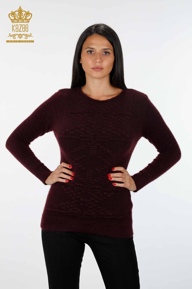 Großhandel Damen-Strickpullover mit langen Ärmeln aus Angora-Haarstrick - 18473 | KAZEE - 16