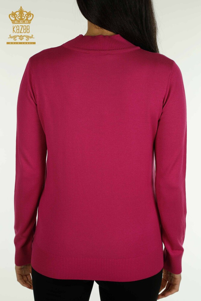 Großhandel Damen-Strickpullover - Blumenmuster - Fuchsia - 30656 | KAZEE - 7