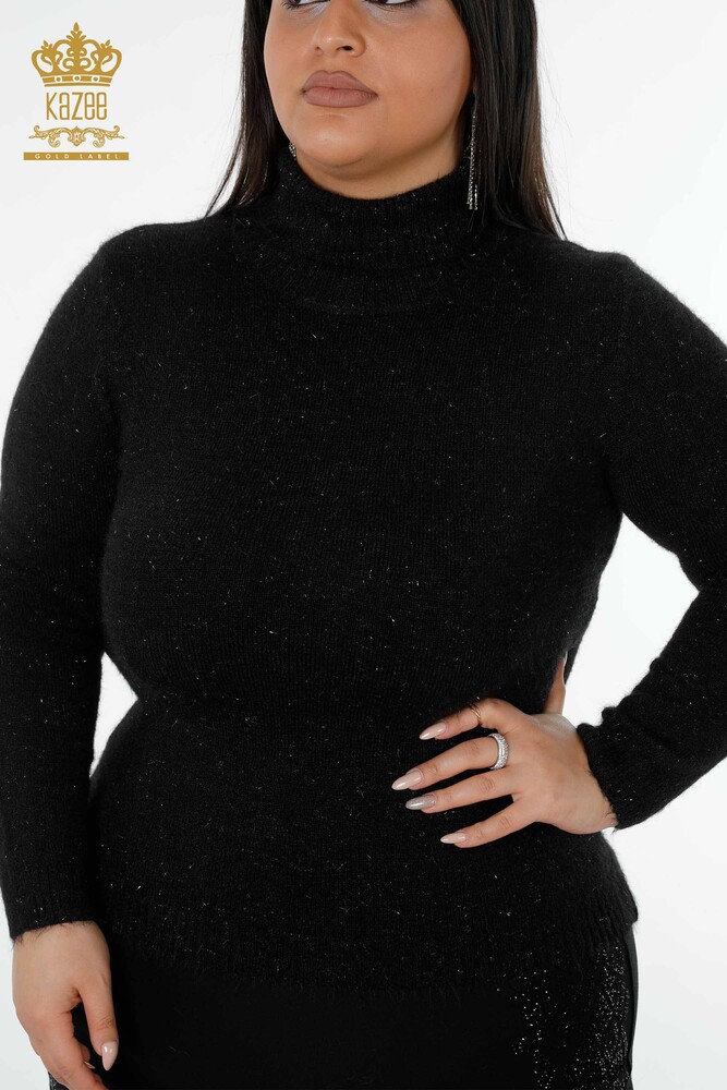 Großhandel Damen Strickpullover Glitter Transition Schwarz - 19077 | KAZEE - 2