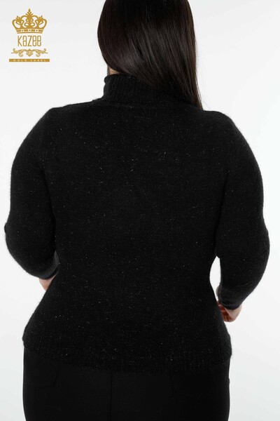 Großhandel Damen Strickpullover Glitter Transition Schwarz - 19077 | KAZEE - 5