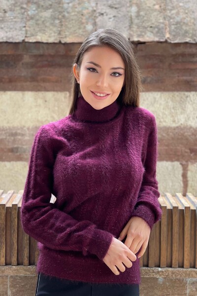 Großhandel Damen-Strickpullover - Gemustert - Angora - 19067 | KAZEE - Thumbnail