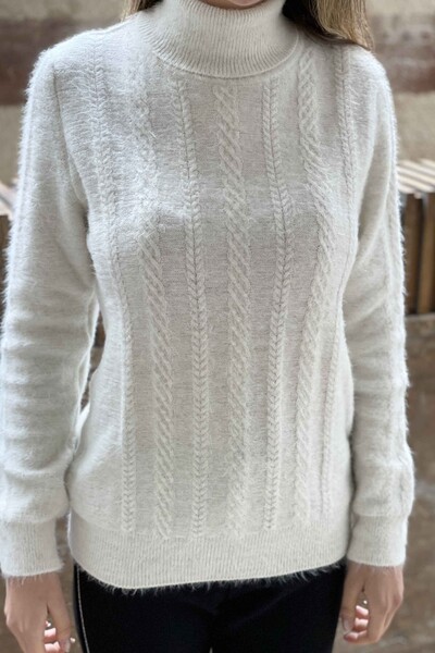 Großhandel Damen-Strickpullover - Gemustert - Angora - 19067 | KAZEE - Thumbnail