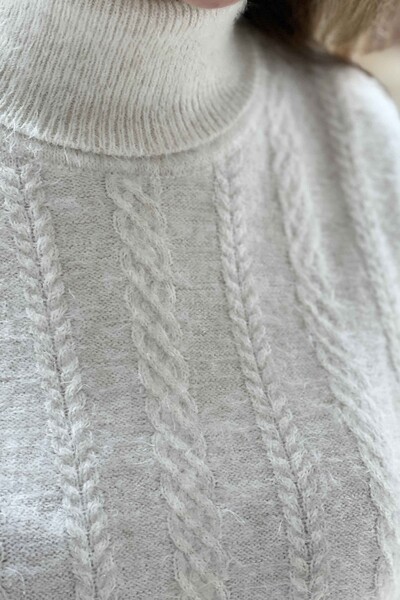 Großhandel Damen-Strickpullover - Gemustert - Angora - 19067 | KAZEE - Thumbnail