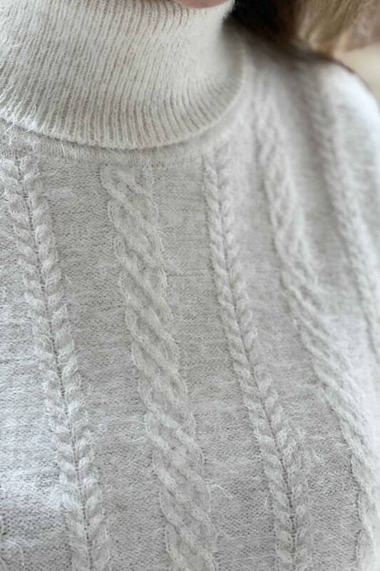 Großhandel Damen-Strickpullover - Gemustert - Angora - 19067 | KAZEE