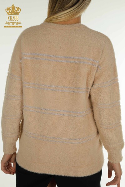 Großhandel Damen-Strickpullover - gestreift - Angora - Beige - 30680 | KAZEE - 7