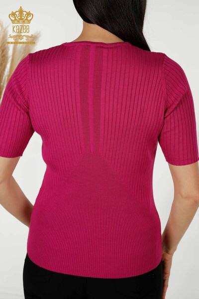 Großhandel Damen-Strickpullover - Knopf Detail - Fuchsia – 30043 | KAZEE - 7