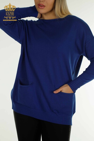 Großhandel Damen-Strickpullover - Knopf detail - Saks - 30178 | KAZEE - 2