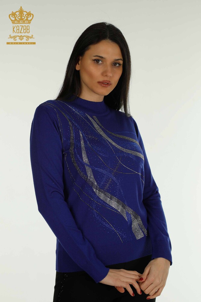 Großhandel Damen-Strickpullover - Kristall Stein bestickt - Saks - 30469 | KAZEE - 1