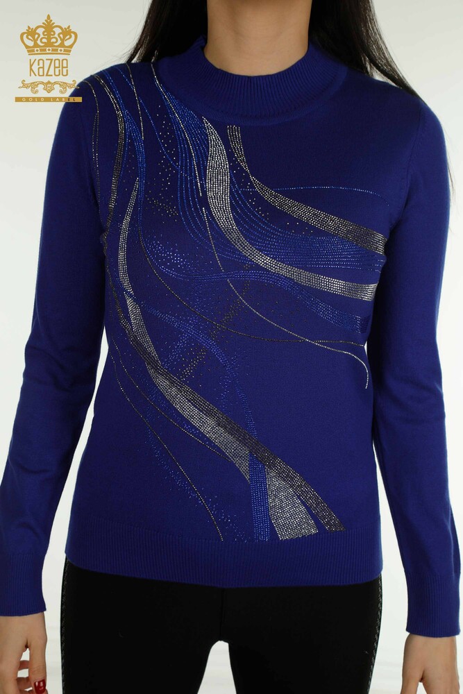 Großhandel Damen-Strickpullover - Kristall Stein bestickt - Saks - 30469 | KAZEE - 2