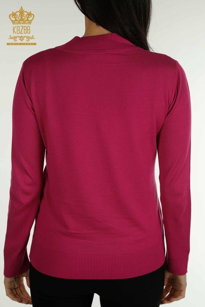 Großhandel Damen-Strickpullover - Kristall Stein bestickt - Fuchsia - 30469 | KAZEE - 7