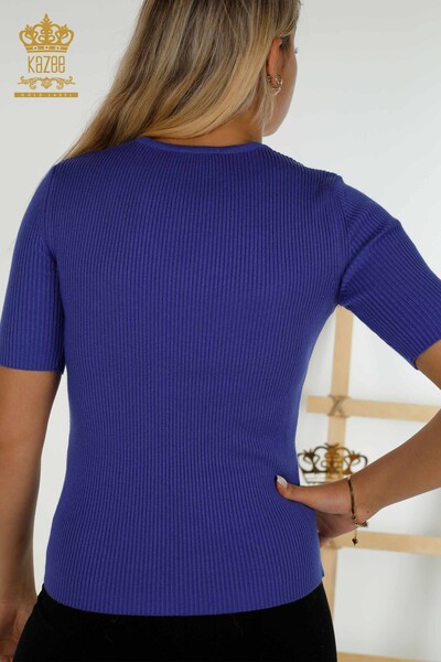 Großhandel Damen Strickpullover - Kurzarm - Violett - 30397 | KAZEE - 5