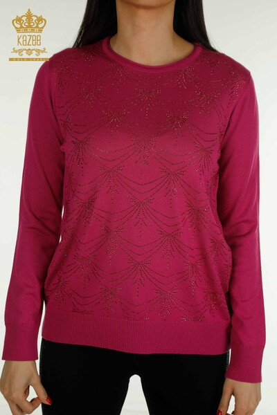 Großhandel Damen-Strickpullover - Langarm - Flieder - 30635 | KAZEE - 2