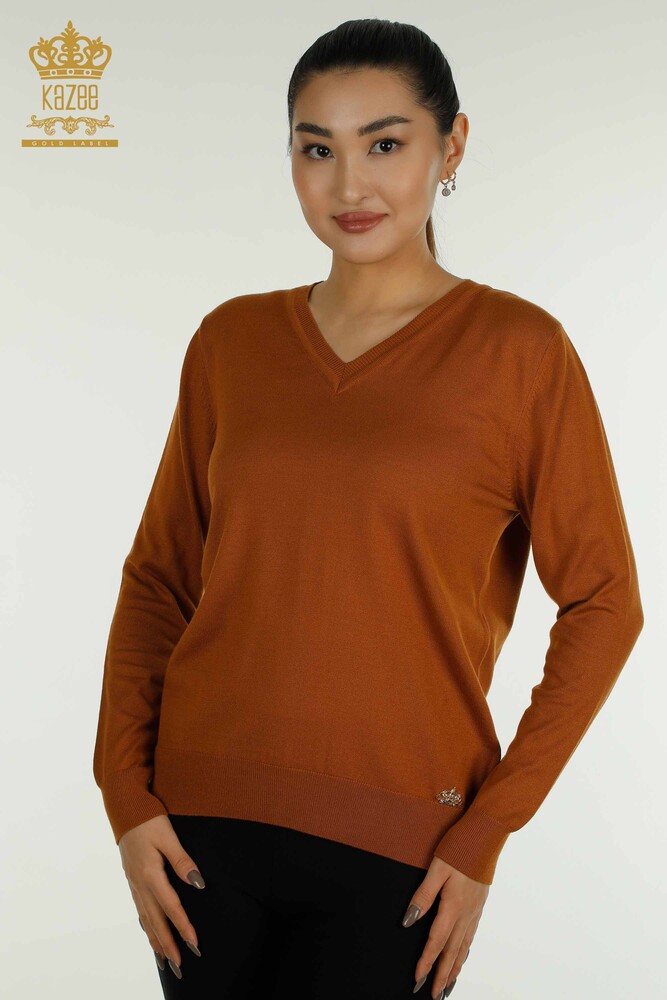 Großhandel Damen-Strickpullover - Langarm - Hellbraun - 11071 | KAZEE - 1