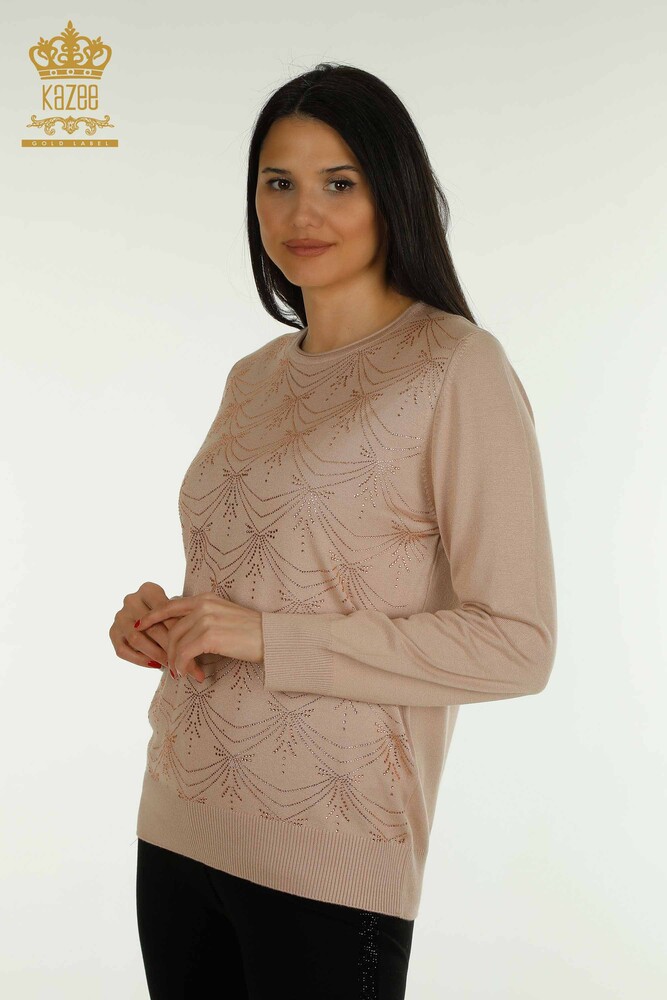 Großhandel Damen-Strickpullover - Langarm - Puder - 30635 | KAZEE - 1