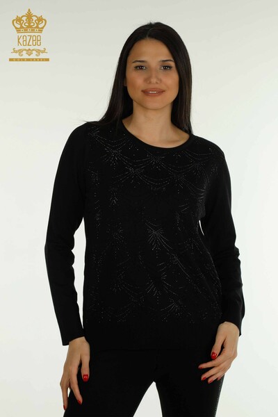 Großhandel Damen-Strickpullover - Langarm - Schwarz - 30635 | KAZEE 