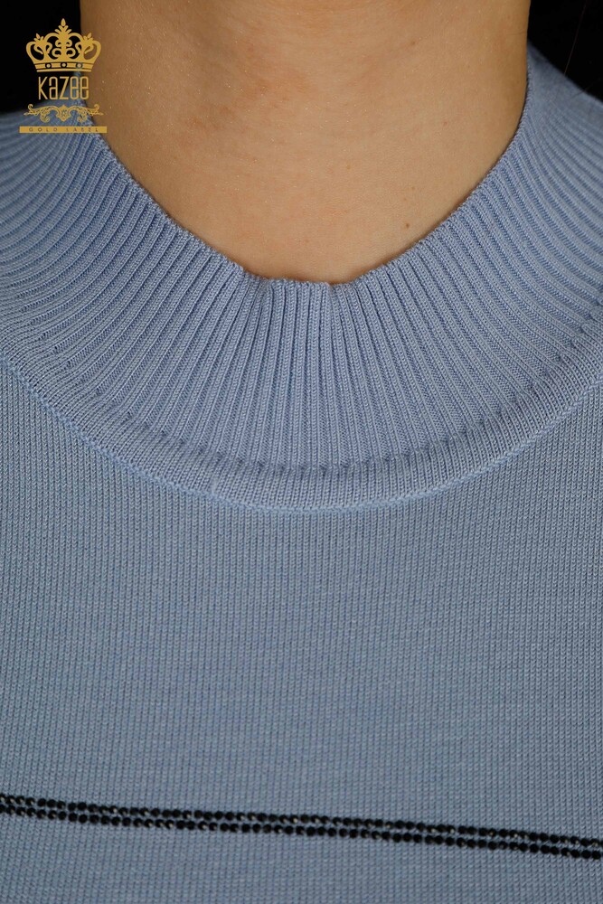 Großhandel Damen-Strickpullover - Libelle detailliert - Blau - 30650 | KAZEE - 7