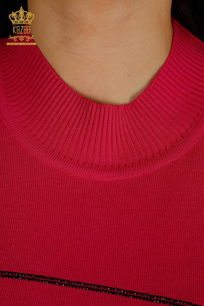 Großhandel Damen-Strickpullover - Libelle detailliert - Fuchsia - 30650 | KAZEE - 6