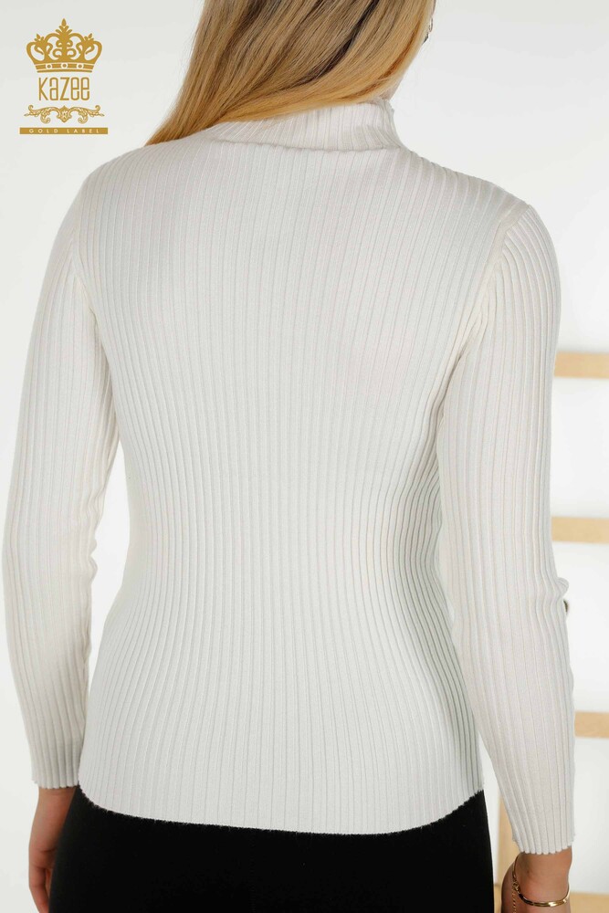 Großhandel Damen Strickpullover - Loch detailliert - Ecru - 30395 | KAZEE - 7