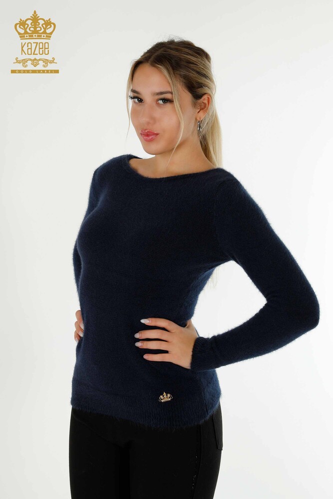 Großhandel Damen-Strickpullover - Mit Logo - Angora - Marineblau - 18432 | KAZEE - 1