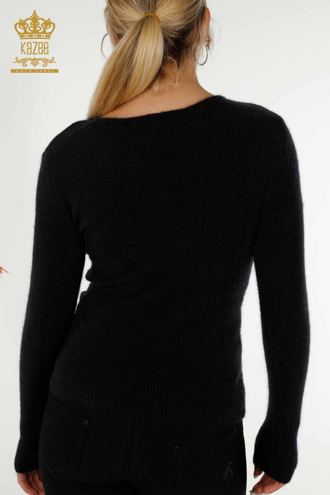 Großhandel Damen-Strickpullover - Mit Logo - Angora - Dunkelblau - 18432 | KAZEE - 7