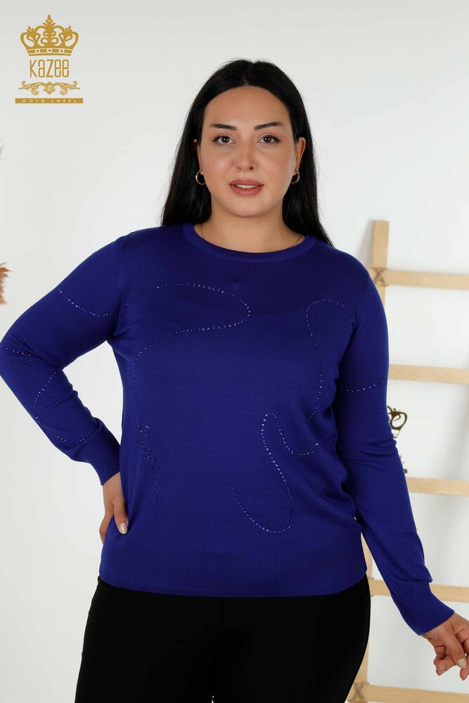 Großhandel Damen-Strickpullover mit Rundhalsausschnitt Saks - 30157 | KAZEE - 1