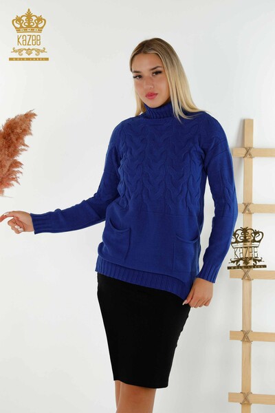 Großhandel Damen-Strickpullover - Rollkragenpullover - Saks - 30231 | KAZEE 