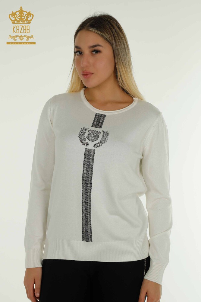 Großhandel Damen-Strickpullover - Rundhalsausschnitt - Ecru - 30457 | KAZEE - 1