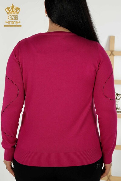 Großhandel Damen-Strickpullover - Rundhalsausschnitt - Fuchsia – 30157 | KAZEE - 9