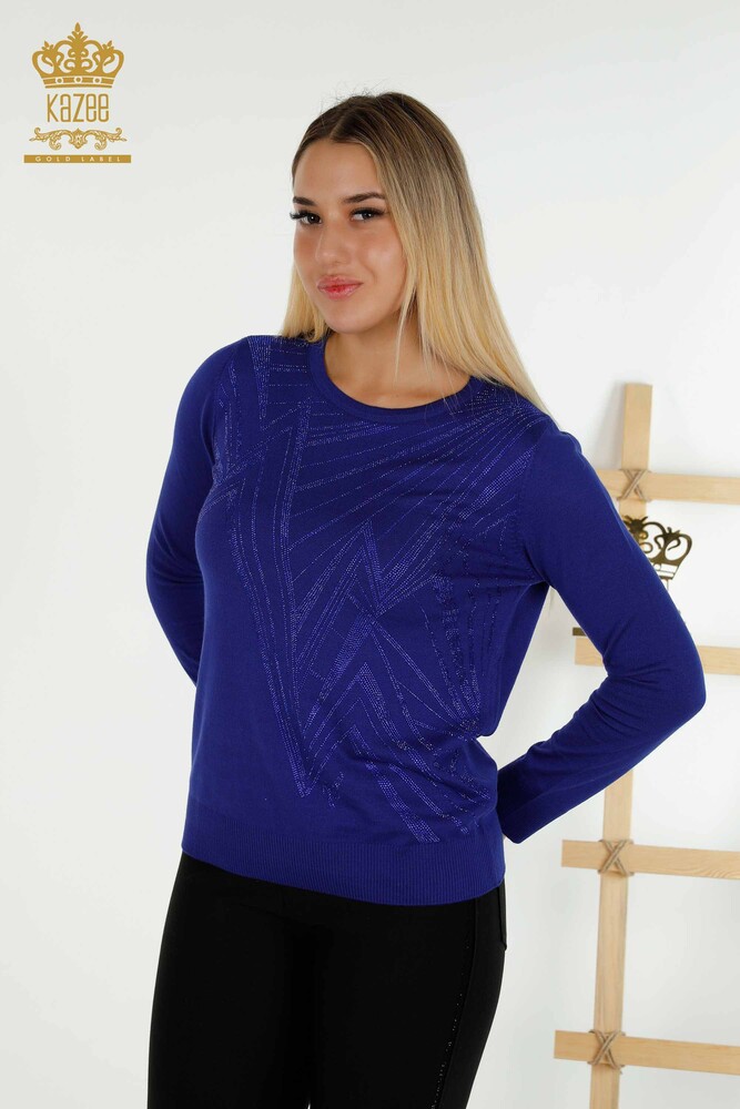 Großhandel Damen-Strickpullover - Rundhalsausschnitt - Saks - 30027 | KAZEE - 1