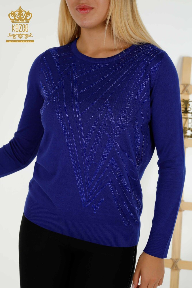 Großhandel Damen-Strickpullover - Rundhalsausschnitt - Saks - 30027 | KAZEE - 2