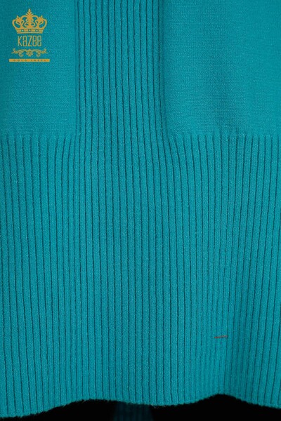 Großhandel Damen-Strickpullover - Schlitz detail - Türkis - 30193 | KAZEE - 5