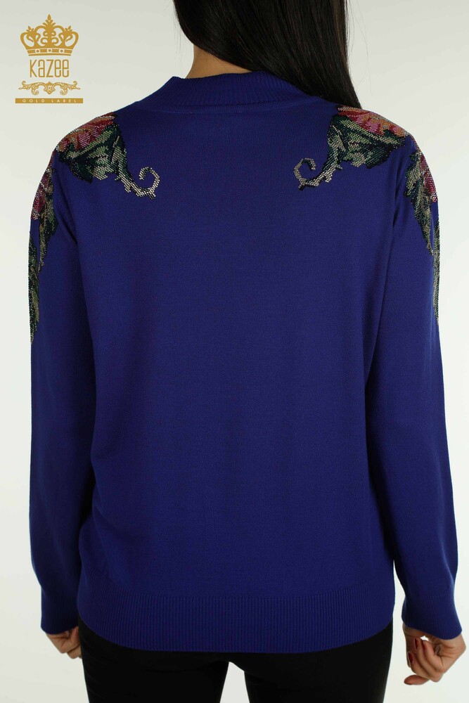 Großhandel Damen-Strickpullover - Schulter Blumen detail - Saks - 30542 | KAZEE - 8