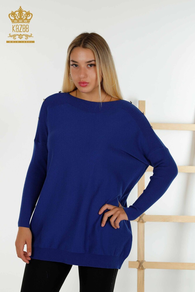 Großhandel Damen Strickpullover - Schulter details - Saks - 30192 | KAZEE - 1