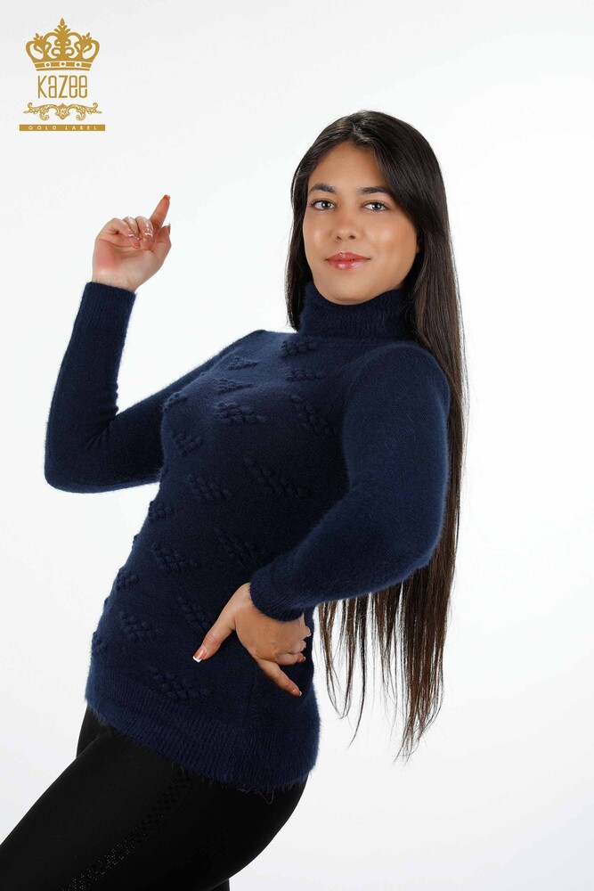 Großhandel Damen-Strickpullover mit gemustertem Rollkragenpullover - 18720 | KAZEE - 1