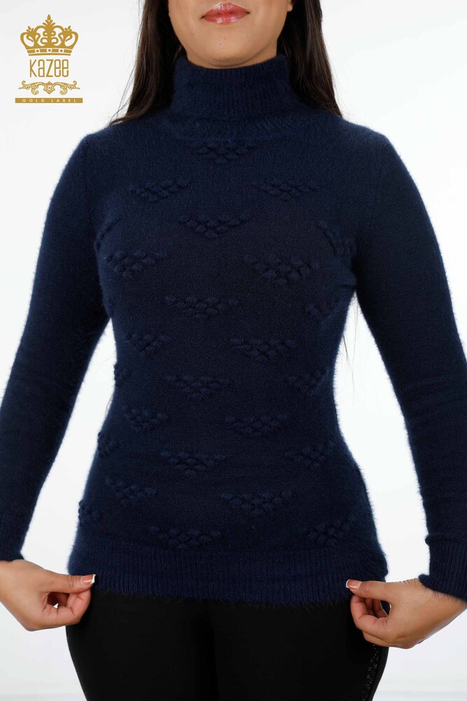 Großhandel Damen-Strickpullover mit gemustertem Rollkragenpullover - 18720 | KAZEE - 2