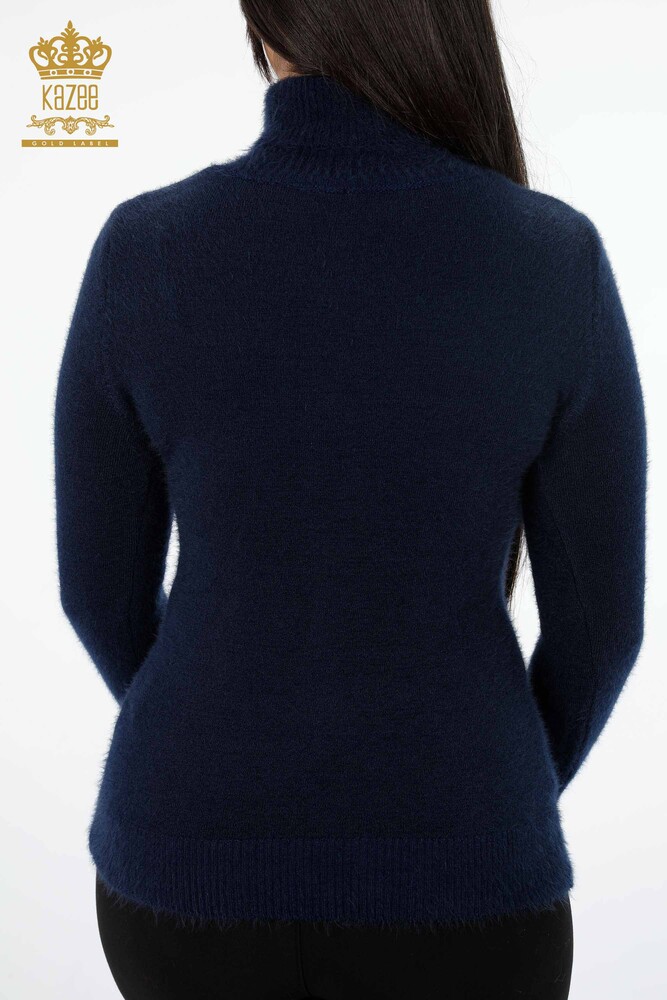 Großhandel Damen-Strickpullover mit gemustertem Rollkragenpullover - 18720 | KAZEE - 5