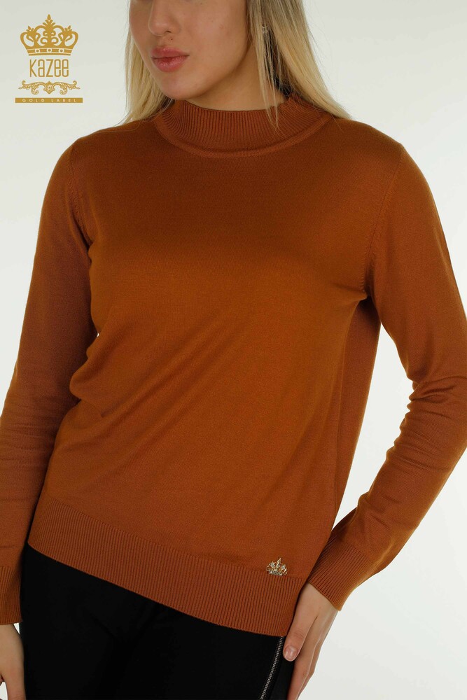 Großhandel Damen-Strickpullover - Stehkragen - Basic - Hellbraun - 30613 | KAZEE - 2