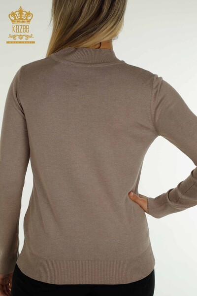 Großhandel Damen-Strickpullover - Stehkragen - Basic - Nerz - 30613 | KAZEE - 6