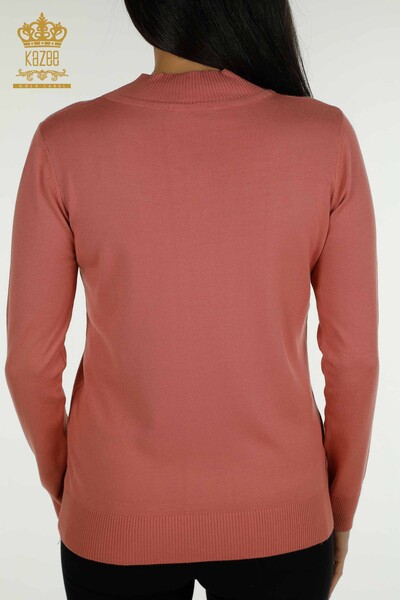 Großhandel Damen-Strickpullover - Stehkragen - Basic - Dusty Rose - 30613 | KAZEE - 6