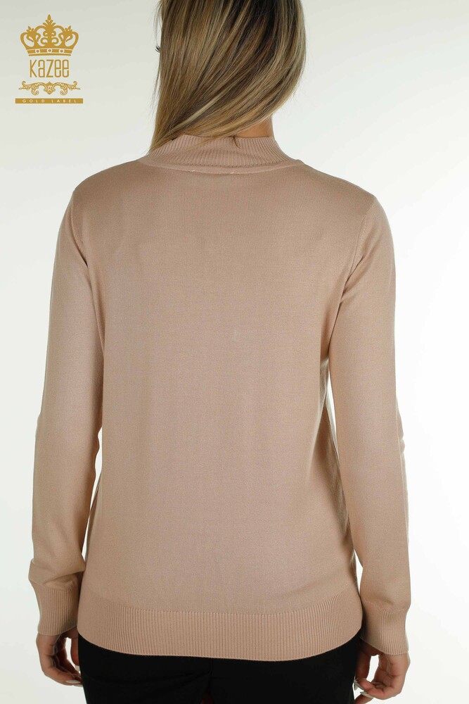 Großhandel Damen-Strickpullover - Stehkragen - Puder - 30454 | KAZEE - 8