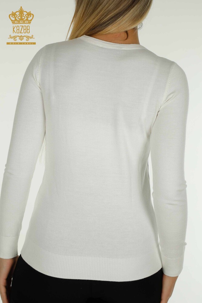 Großhandel Damen-Strickpullover - Stein bestickt - Ecru - 30471 | KAZEE - 7